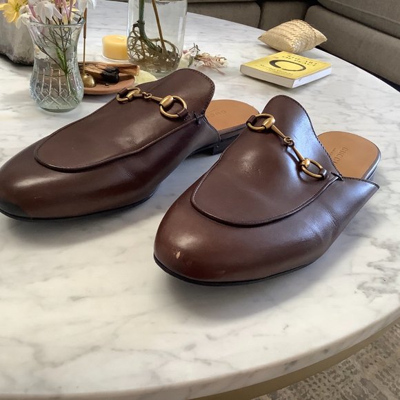 Gucci Princetown Brown Slip-On Loafers 39 - Picture 4 of 8